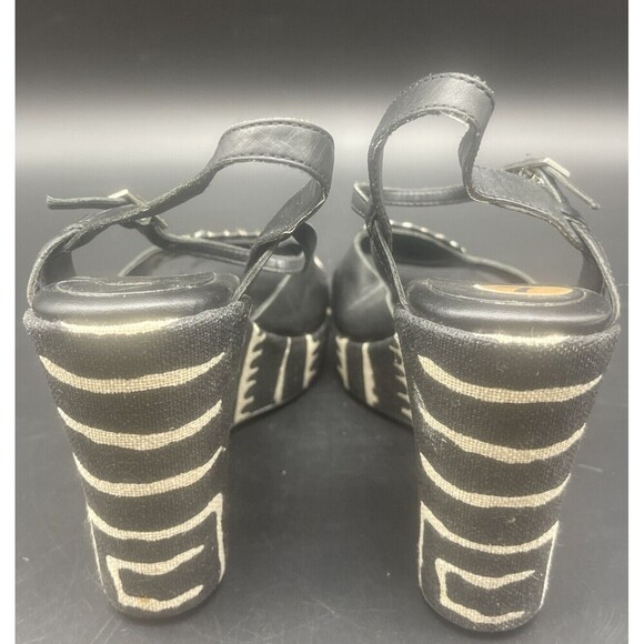 Diego Di Lucca Womens Black Platform Wedge Sandals Sz 7 - Picture 2 of 4